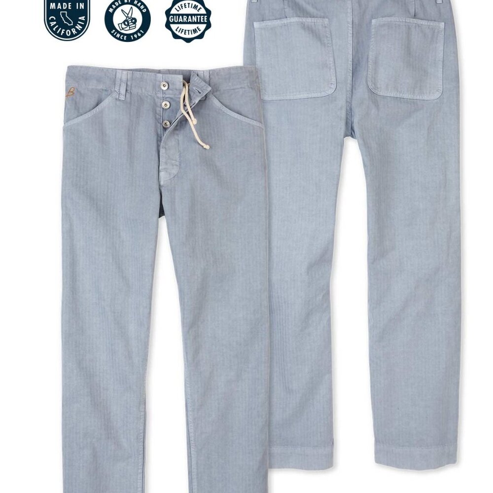 Birdwell Beach Britches Pants  Light Blue Herringbone Sz 35 in waist 29in length